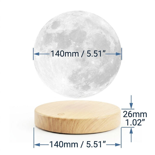 Levitating 3D Moon Lamp with 360° Rotation, Touch Control, Three Fixed Color Temperatures and Multicolor Gradient Glow, Realistic Crater Texture, Perfect for Bedside, Desk Decor, and Gift Giving (3‑Color + 7‑Color RGB, Super Bright, Touch Switch)