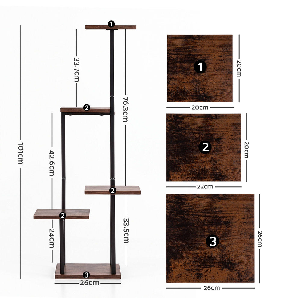 Planter Rack Garden Artiss 5-Tier Plant Stand Indoor Outdoor, Metal & Wood Pot Plant Shelf ...