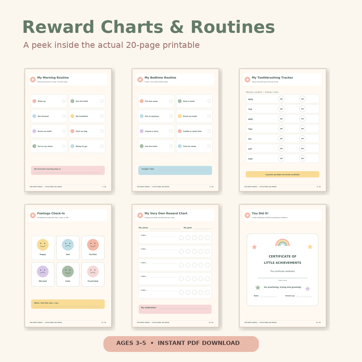 Reward Charts & Routines | Printable Kids Routine Charts | Ages 3–5