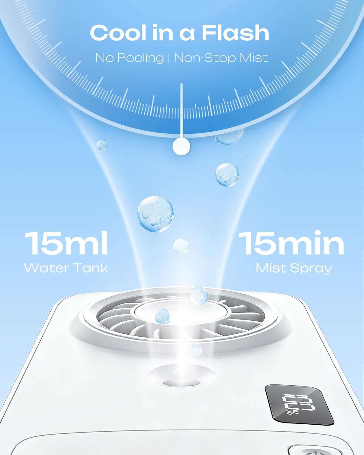 Mini Handheld Misting Fan, Portable Powerful Personal Cooling Mister, Slim Light Foldable, 4-Speed Rechargeable with Water Spray for Hand & Desk (White)
