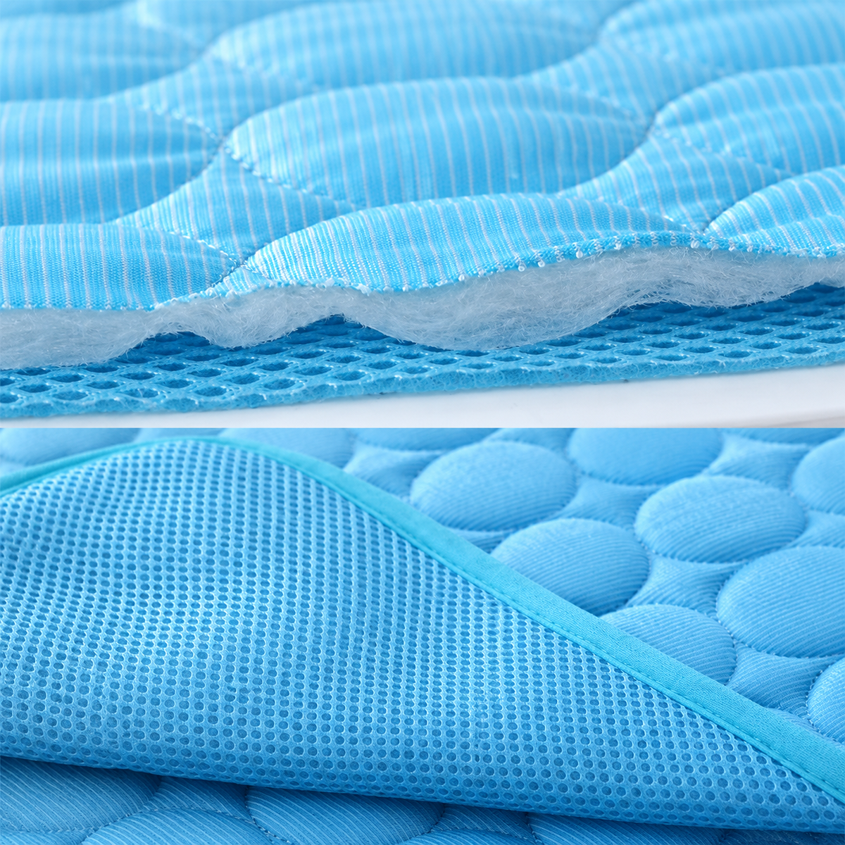 Cooling Pet Mat for Dogs and Cats, Summer Heat Relief Bed Pad with Breathable Mesh and Soothing Gel Layer, Ideal for Sofa Floor Crate Car Seat and Outdoor Use (Blue, L)
