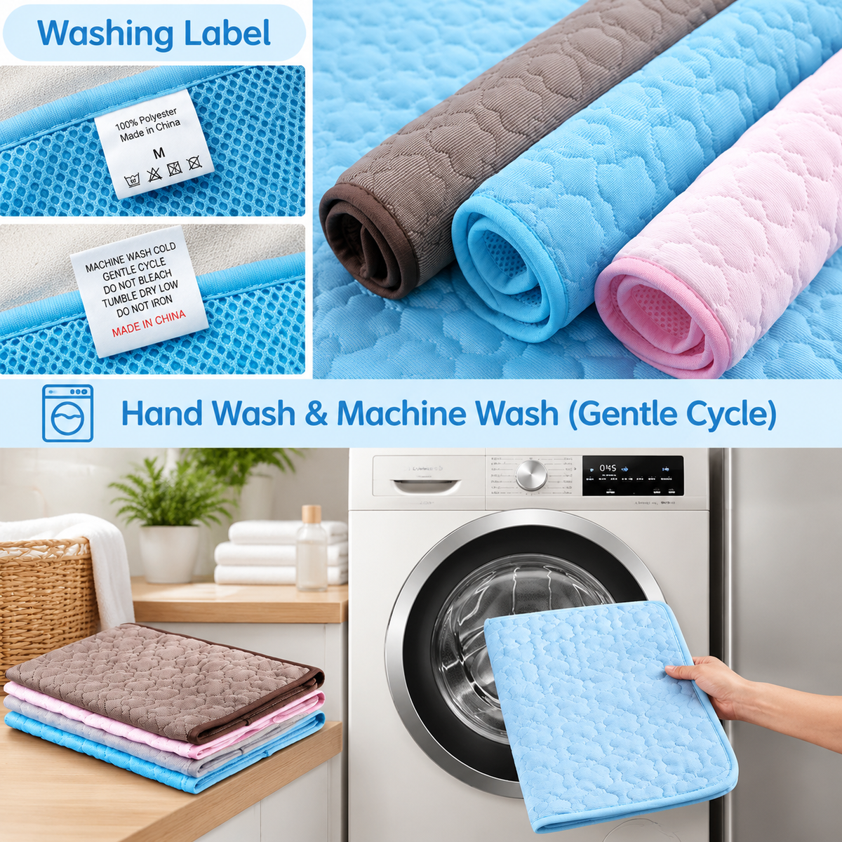 Cooling Pet Mat for Dogs and Cats, Summer Heat Relief Bed Pad with Breathable Mesh and Soothing Gel Layer, Ideal for Sofa Floor Crate Car Seat and Outdoor Use (Blue, L)